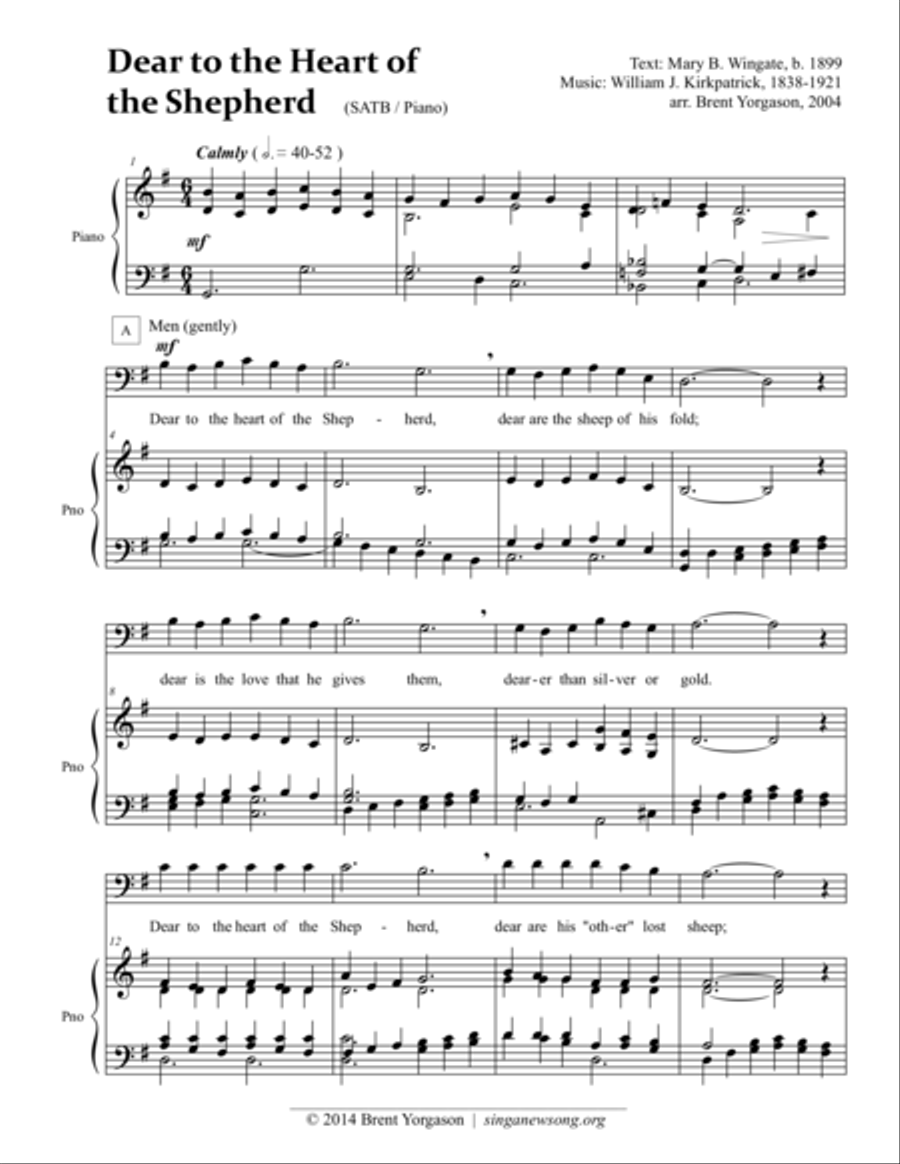 Dear to the Heart of the Shepherd 4-Part scores gallery preview page 1