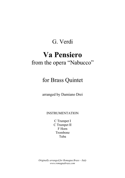 Va Pensiero from Nabucco for brass quintet image number null