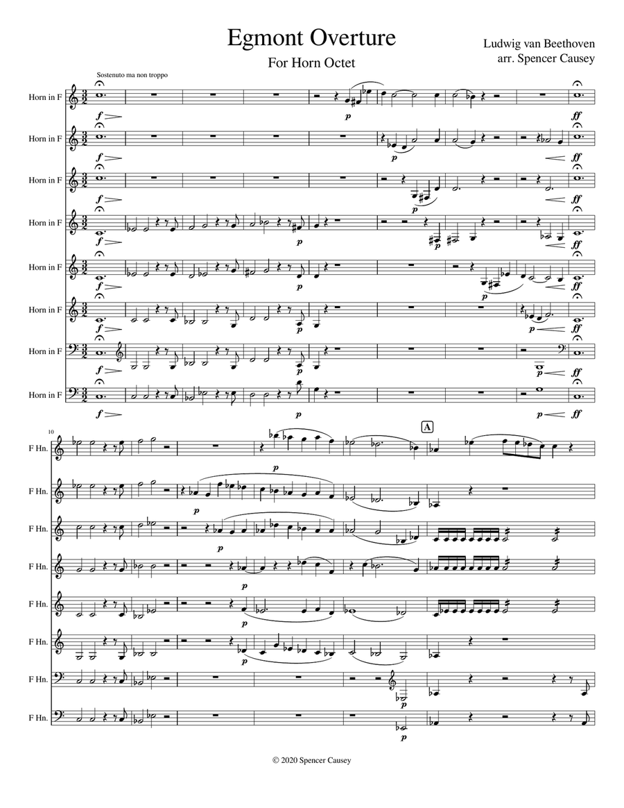 Egmont Overture for Horn Octet Chamber Orchestra scores gallery preview page 2