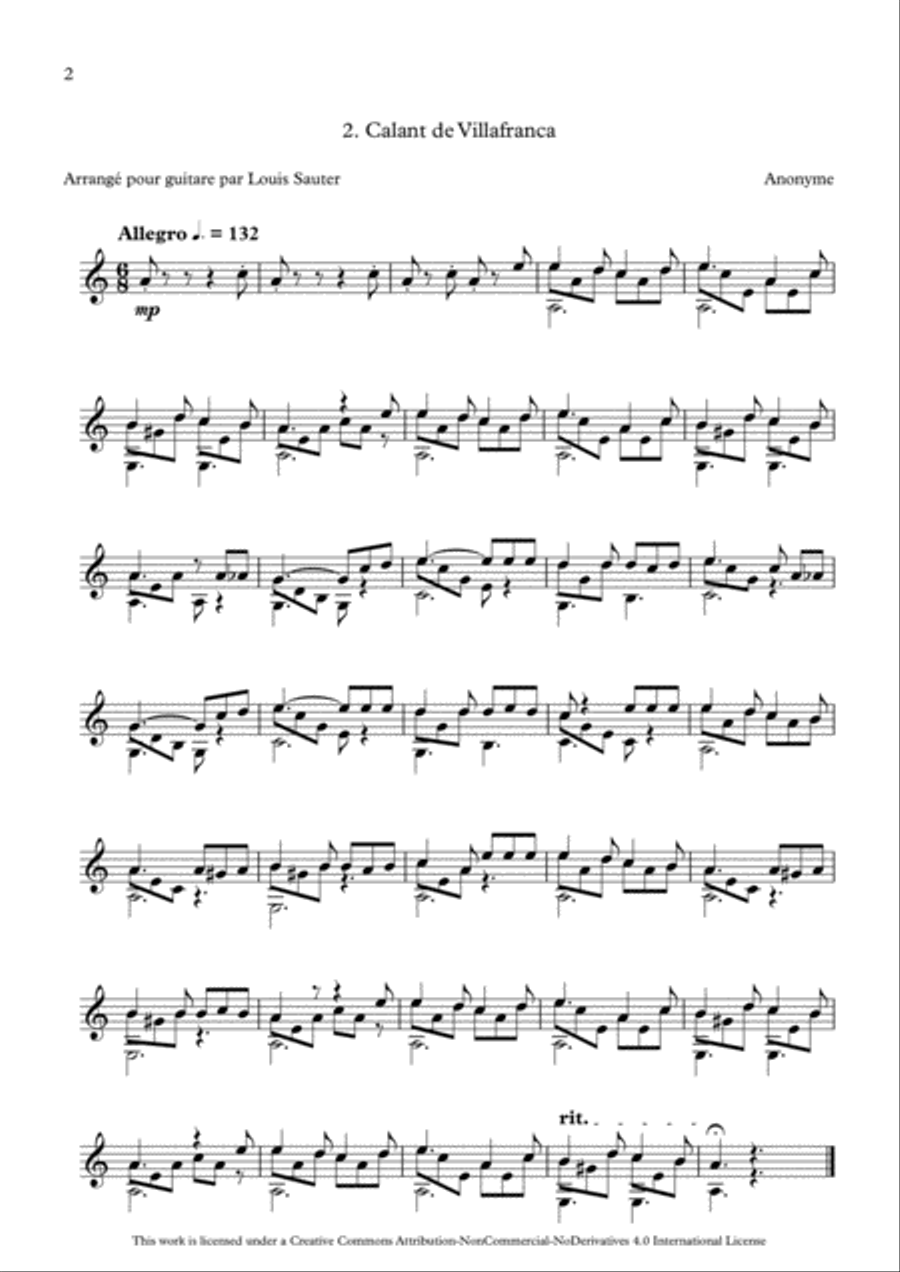 Songs from the County of Nice (Chansons du Comté de Nice) Acoustic Guitar scores gallery preview page 6