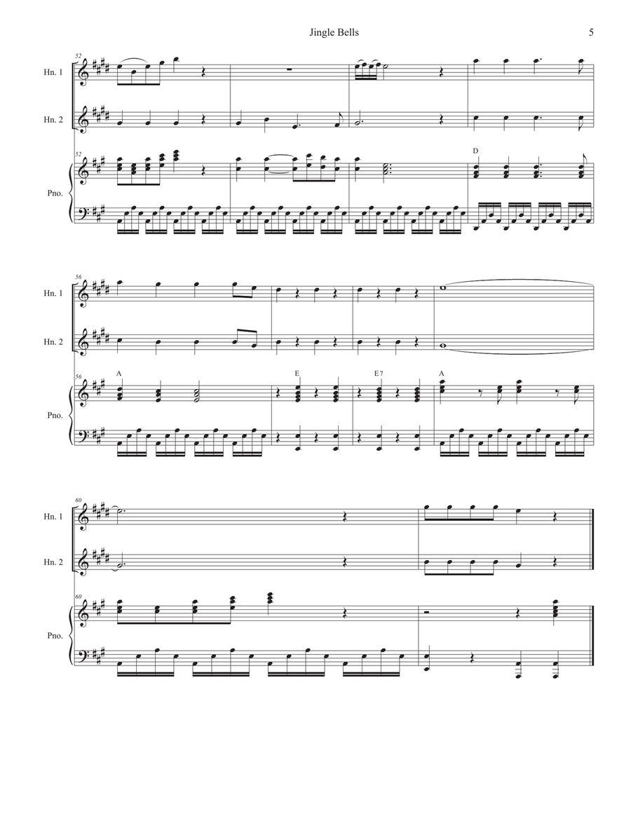 Jingle Bells (French Horn Duet) Brass Duet scores gallery preview page 5