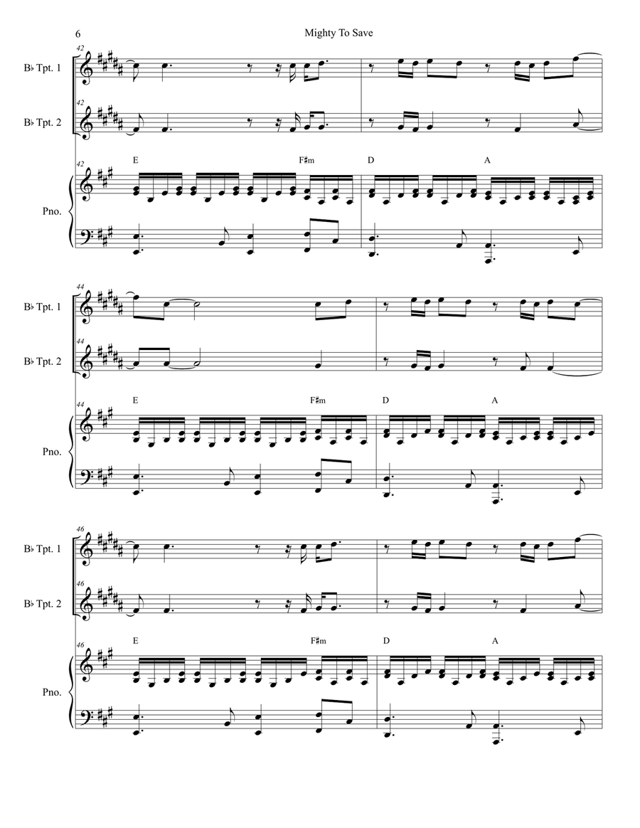 Mighty To Save Trumpet Duet scores gallery preview page 6