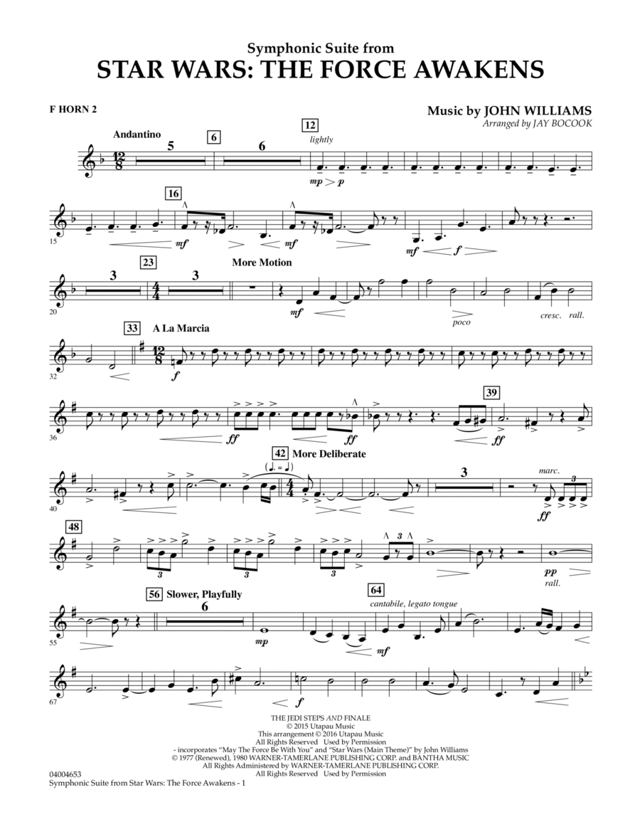 Symphonic Suite from Star Wars: The Force Awakens - F Horn 2 Horn scores gallery preview page 1