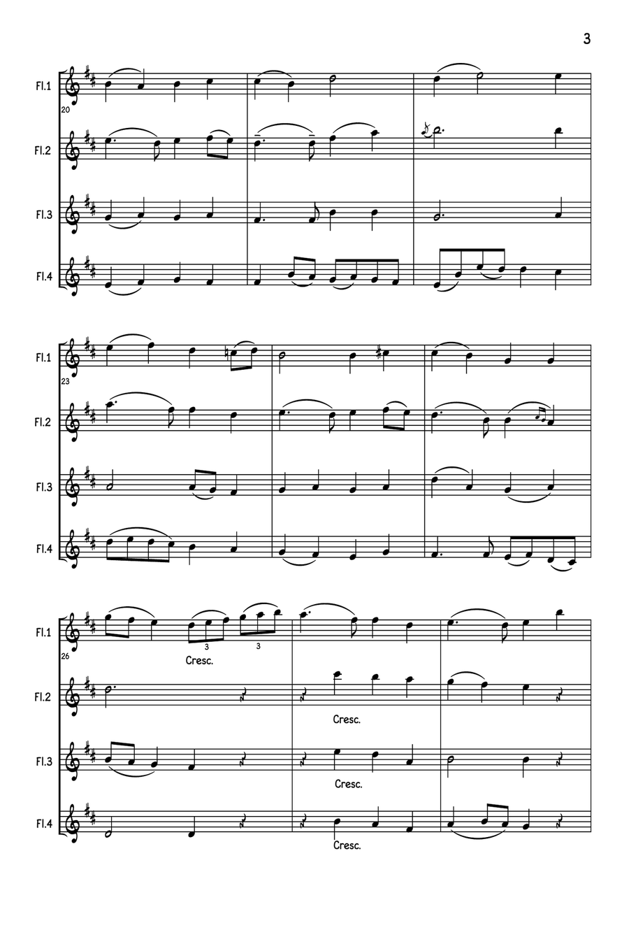 Auld Lang Syne Flute Quartet scores gallery preview page 4
