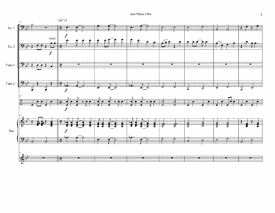 And When I Die Brass Ensemble scores gallery preview page 3