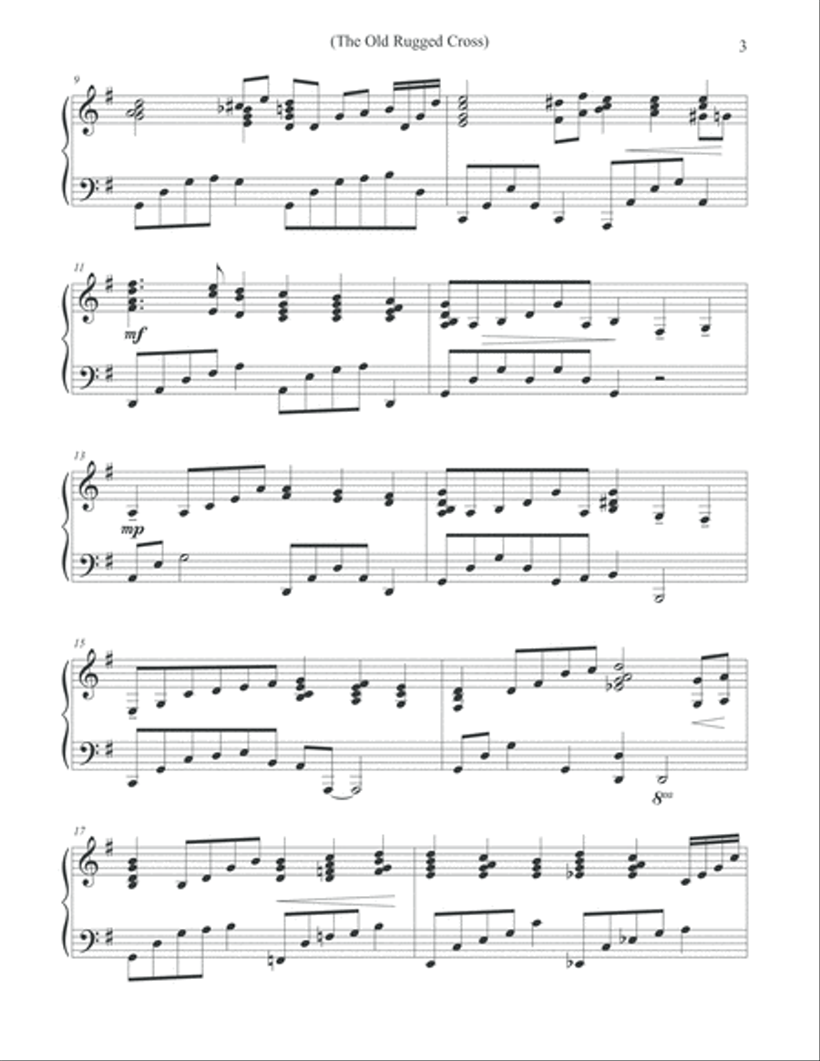 The Old Rugged Cross Piano Solo scores gallery preview page 3