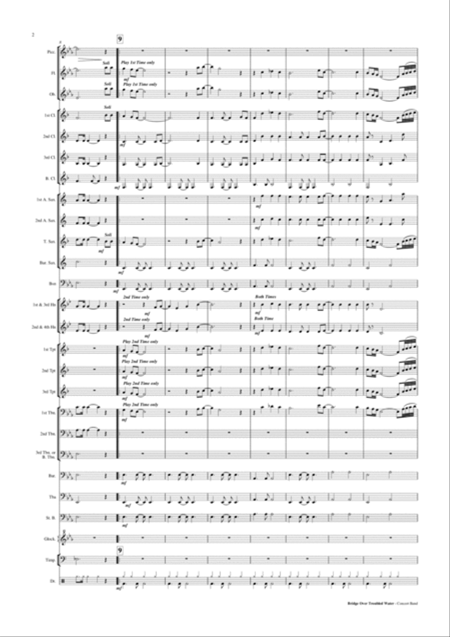 Bridge Over Troubled Water Concert Band scores gallery preview page 3