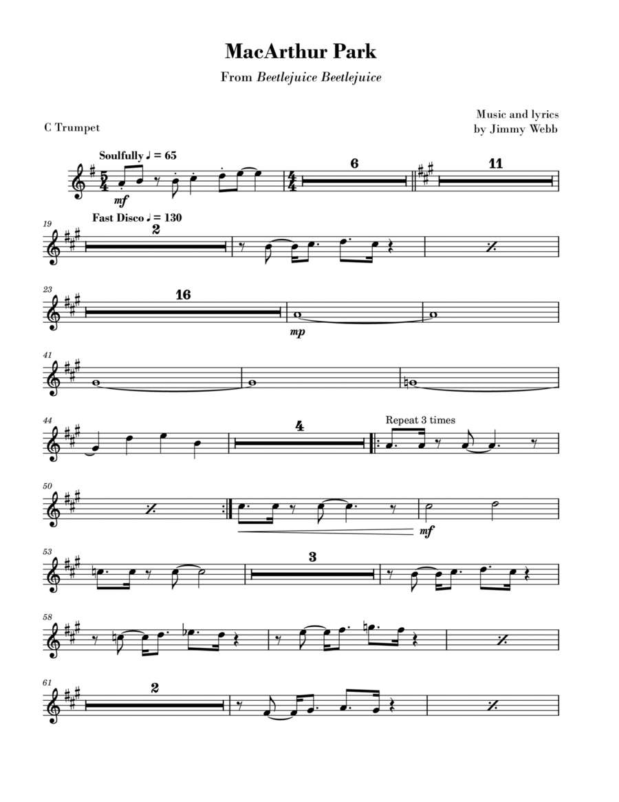 Macarthur Park C Trumpet scores gallery preview page 1