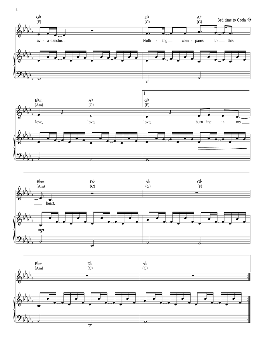 Like An Avalanche Piano, Vocal, Guitar scores gallery preview page 4