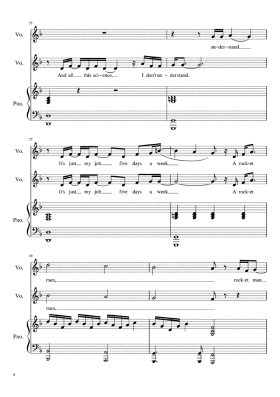 Rocket Man (I Think It's Gonna Be A Long Long Time) Piano scores gallery preview page 6