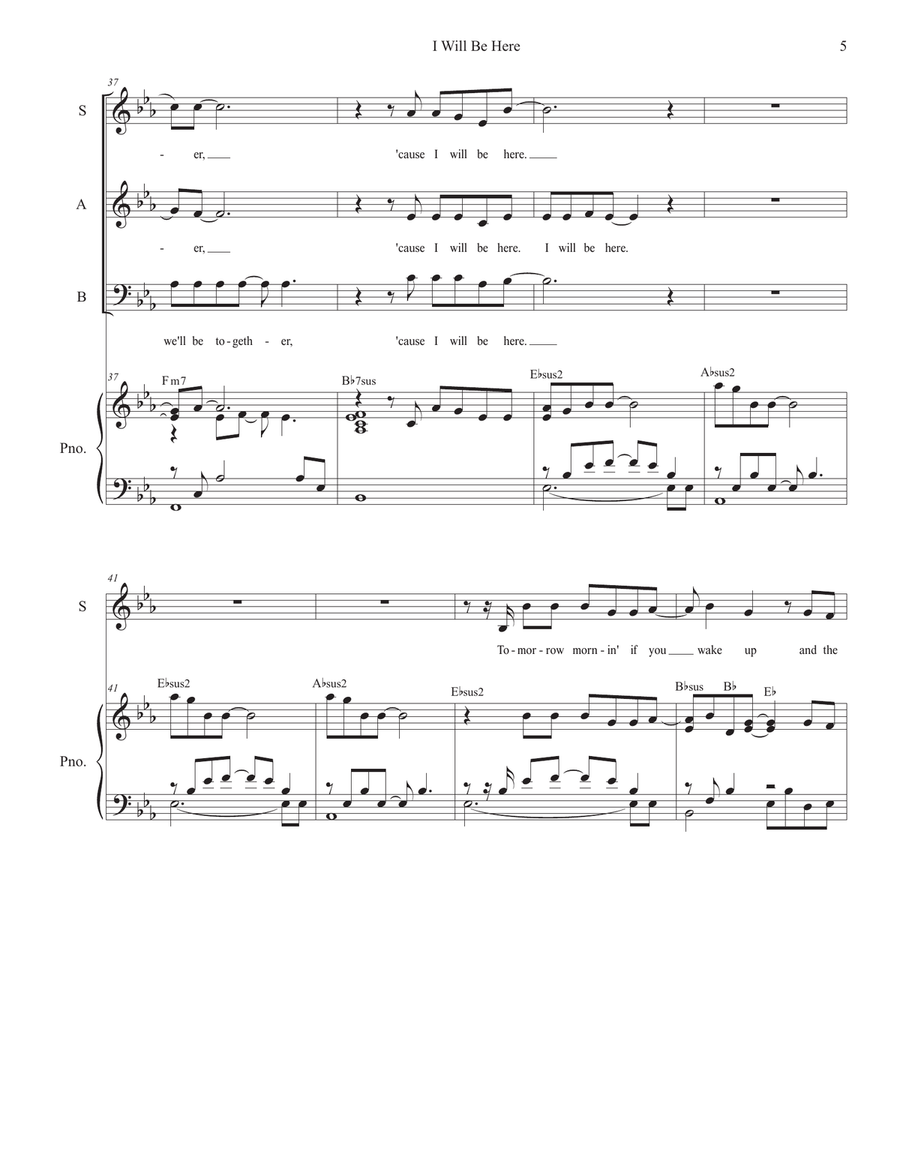 I Will Be Here Piano, Vocal scores gallery preview page 5