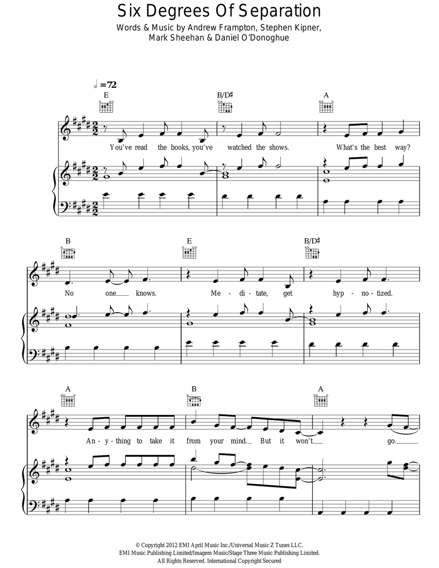 Six Degrees Of Separation Acoustic Guitar scores gallery preview page 1