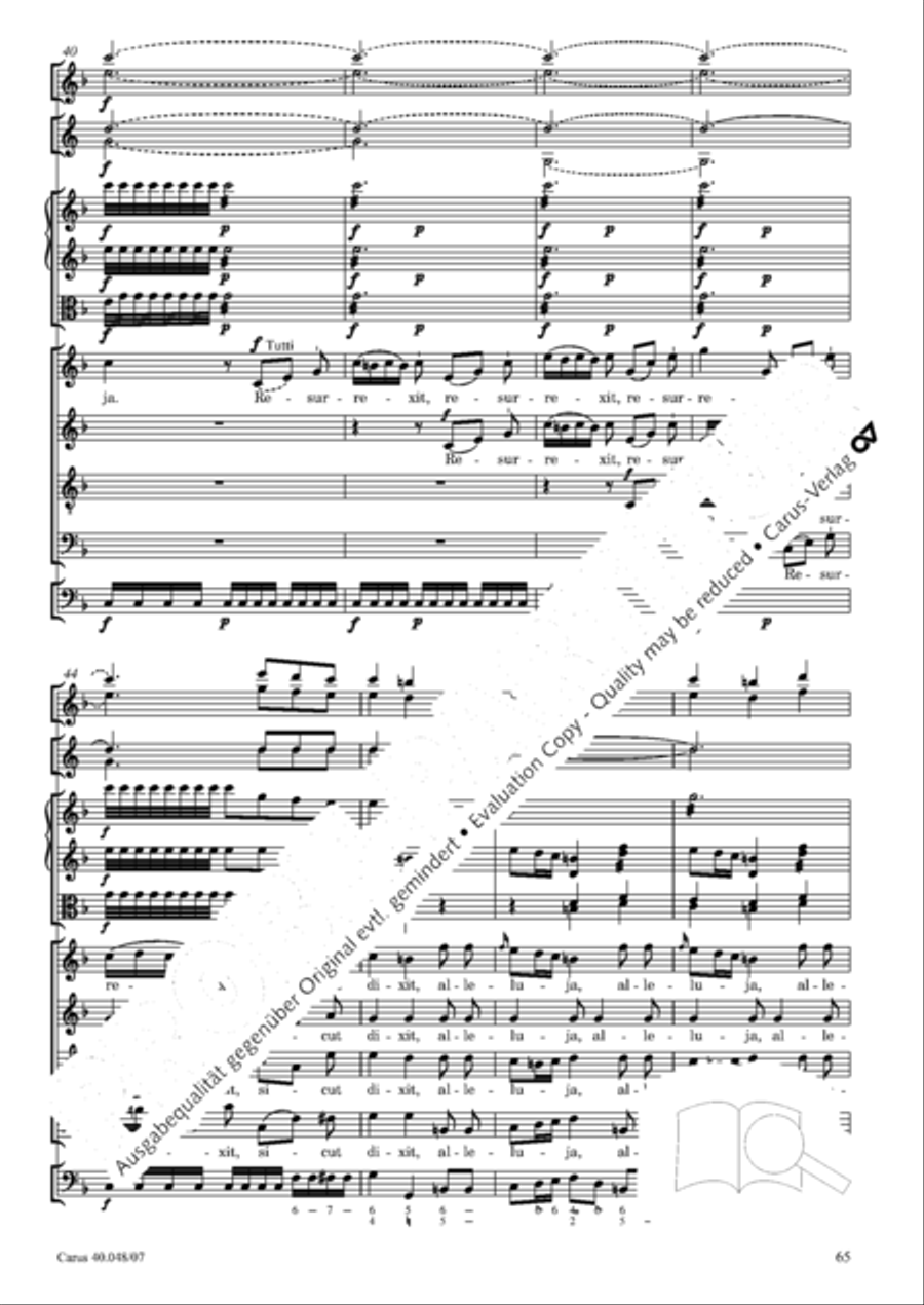 Regina coeli in B-Flat Major, K. 127 4-Part scores gallery preview page 66