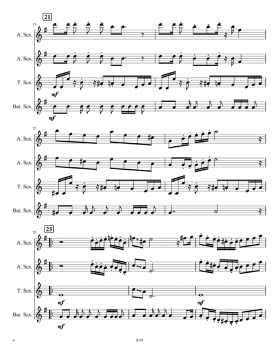 Megalovania Woodwind Quartet scores gallery preview page 4