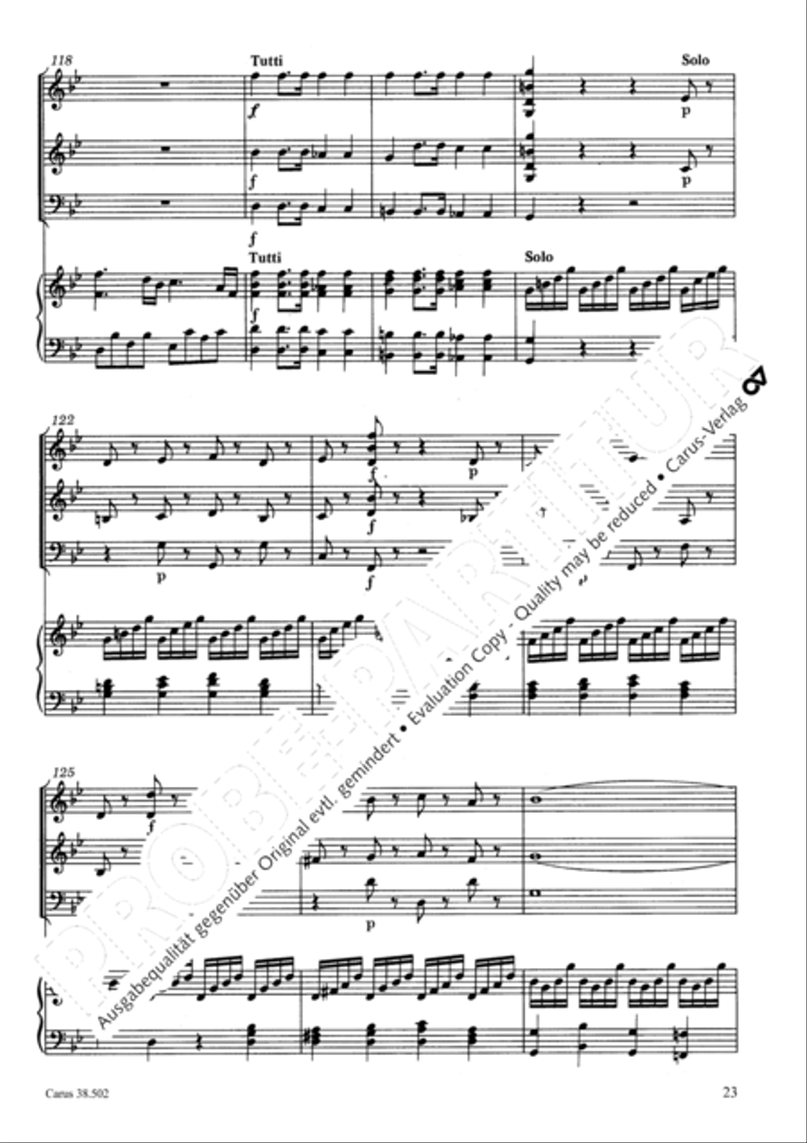 Organ Concerto in B flat major (Orgelkonzert in B) Violin scores gallery preview page 26