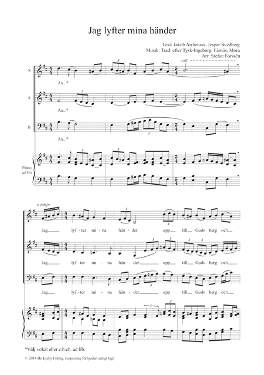 Jag lyfter mina händer Jag lyfter mina händer 3-Part scores gallery preview page 2