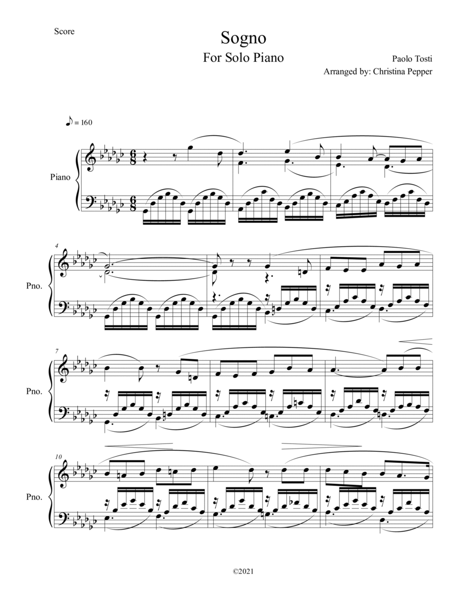 Sogno - For Piano Solo Piano Solo scores gallery preview page 1