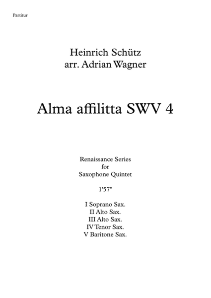 Alma affilitta SWV 4 (Heinrich Schütz) Saxophone Quintet arr. Adrian Wagner image number null
