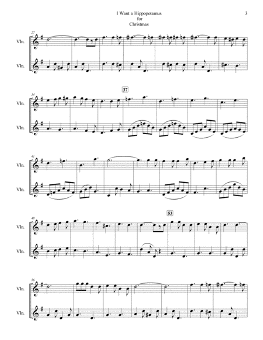 I Want A Hippopotamus For Christmas (Hippo The Hero) String Duet scores gallery preview page 3