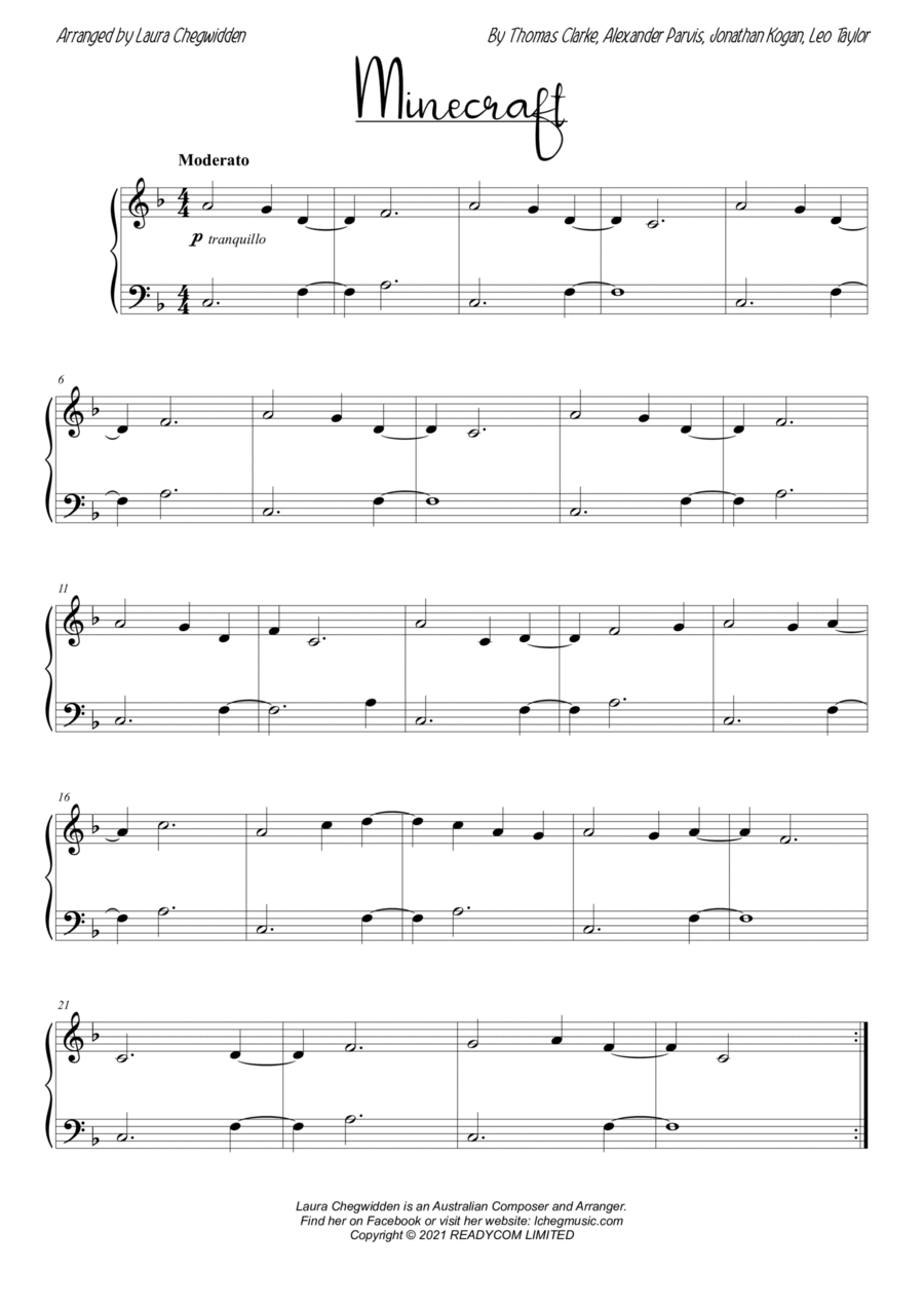 Minecraft Easy Piano scores gallery preview page 1