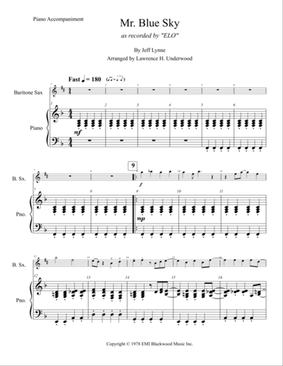 Mr. Blue Sky Baritone Saxophone scores gallery preview page 2