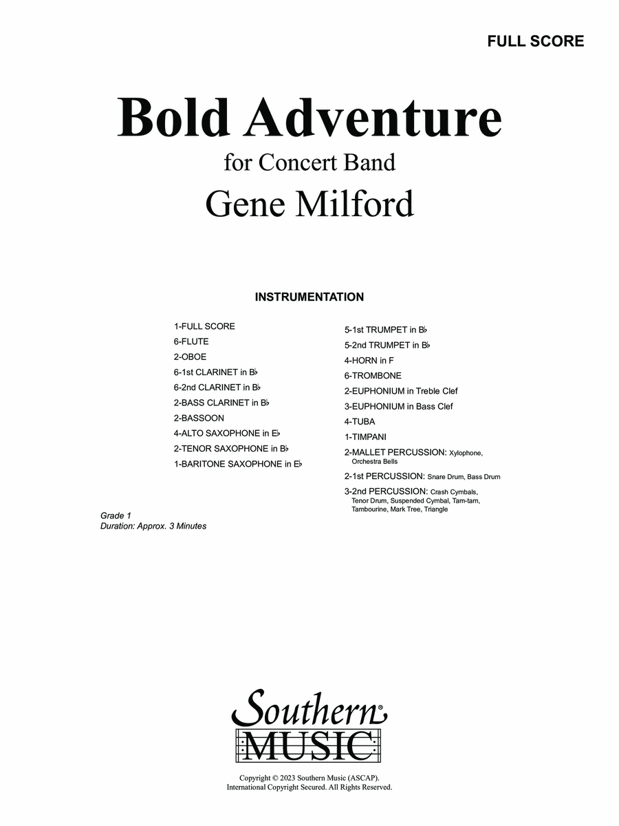 Bold Adventure - Full Score Concert Band scores gallery preview page 1