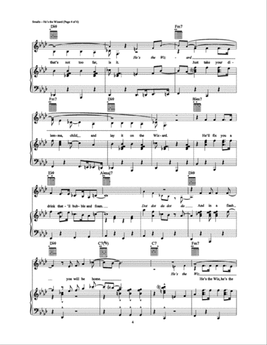 He's the Wizard Piano, Vocal, Guitar scores gallery preview page 4