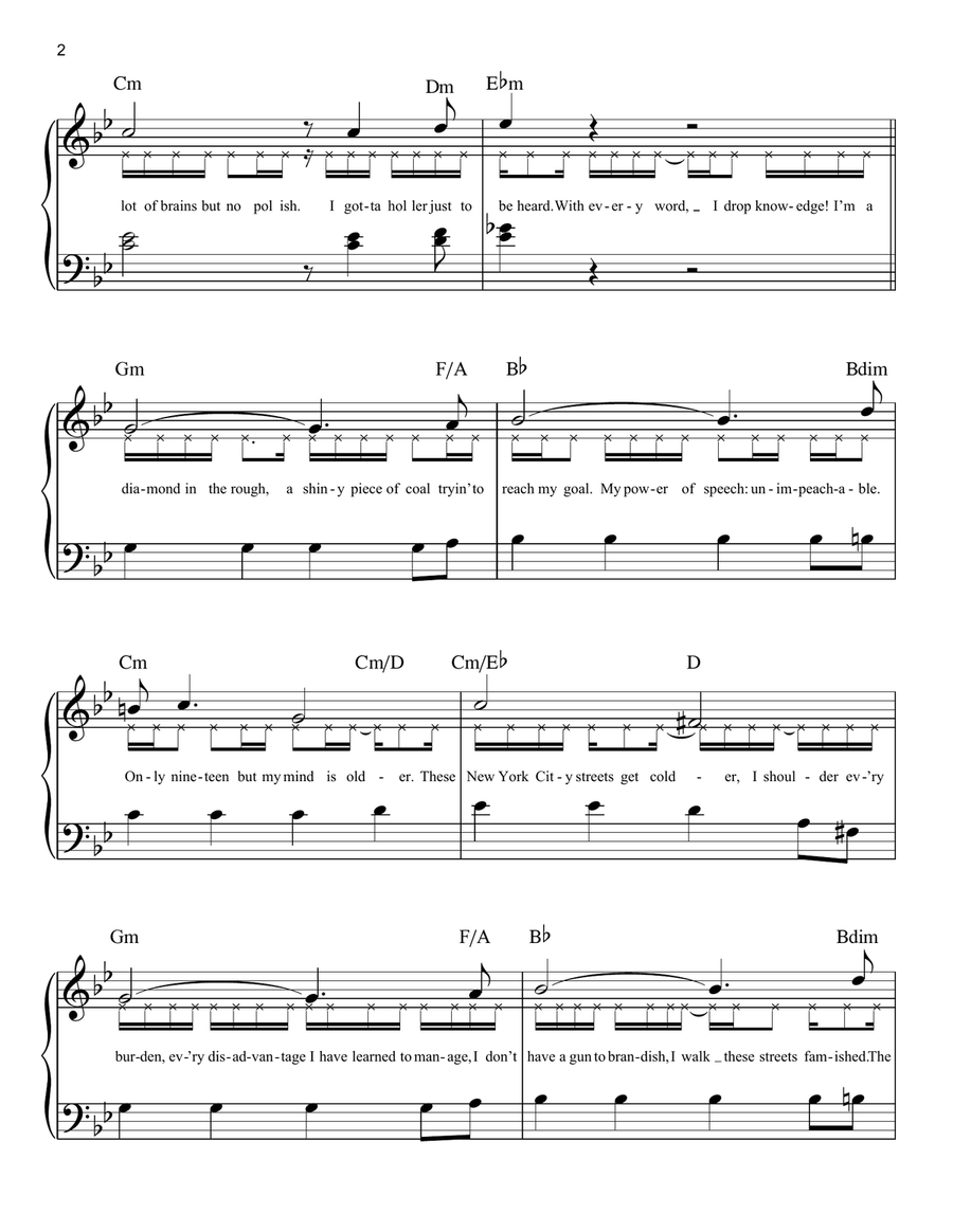 My Shot (from Hamilton) Easy Piano scores gallery preview page 2