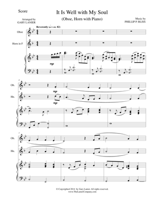 IT IS WELL WITH MY SOUL (Trio - Oboe, Horn, Piano with Score and Parts)
