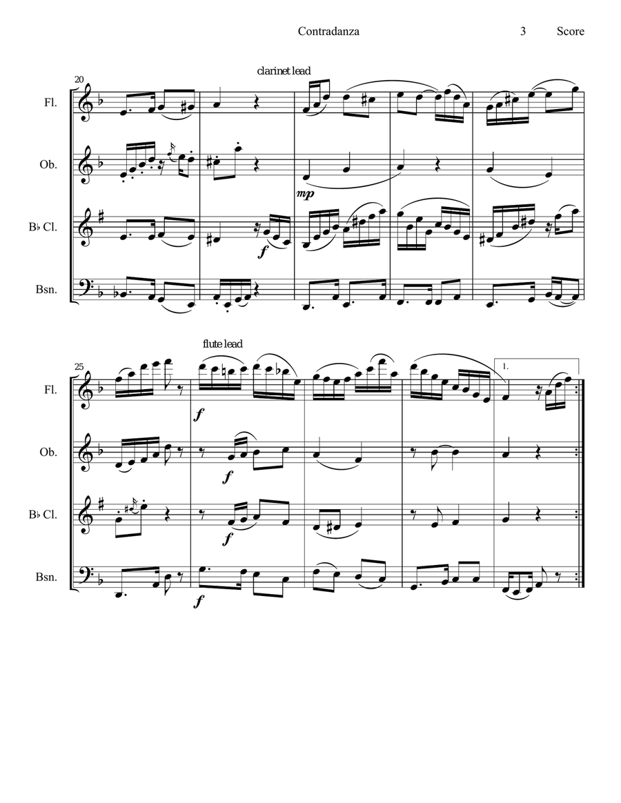 Contradanza Woodwind Quartet scores gallery preview page 4