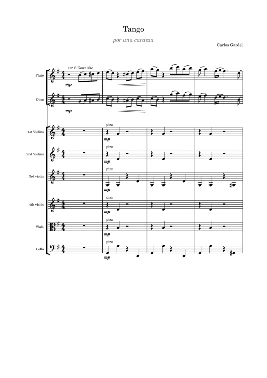 Tango - Por Una Cabeza Chamber Music scores gallery preview page 1