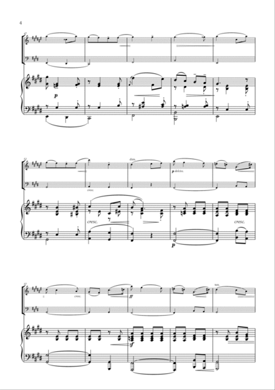 Edward Elgar - Salut d'Amour for Trumpet in Bb, Cello and Piano Trumpet Duet scores gallery preview page 4