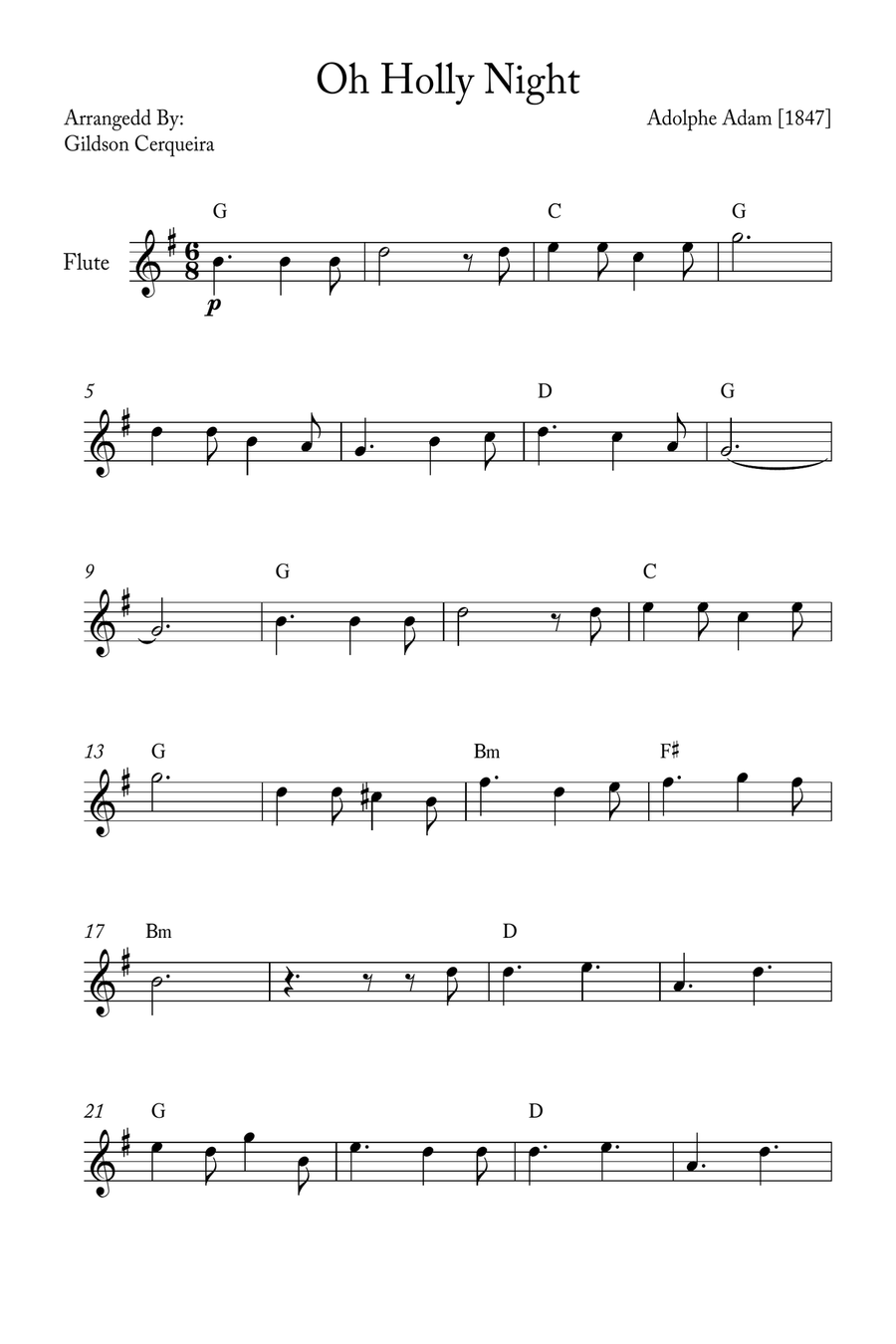 Oh Holy night Flute Solo scores gallery preview page 1