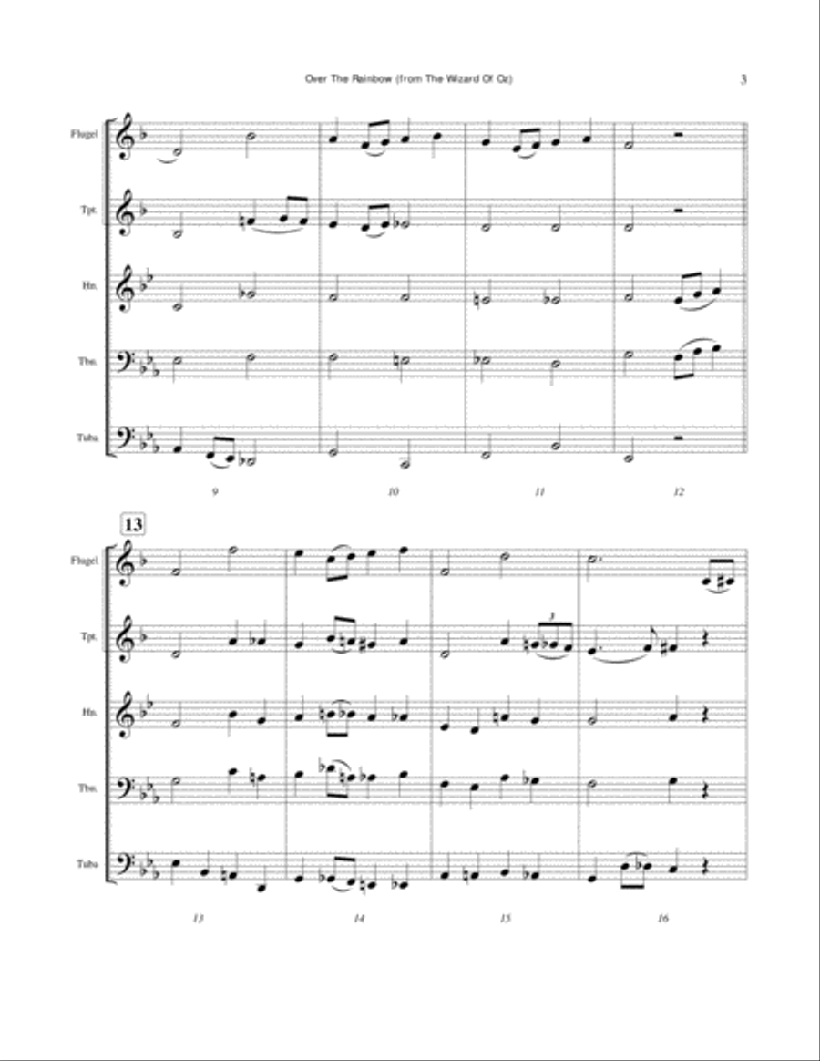 Over The Rainbow (from The Wizard Of Oz) Brass Ensemble scores gallery preview page 3