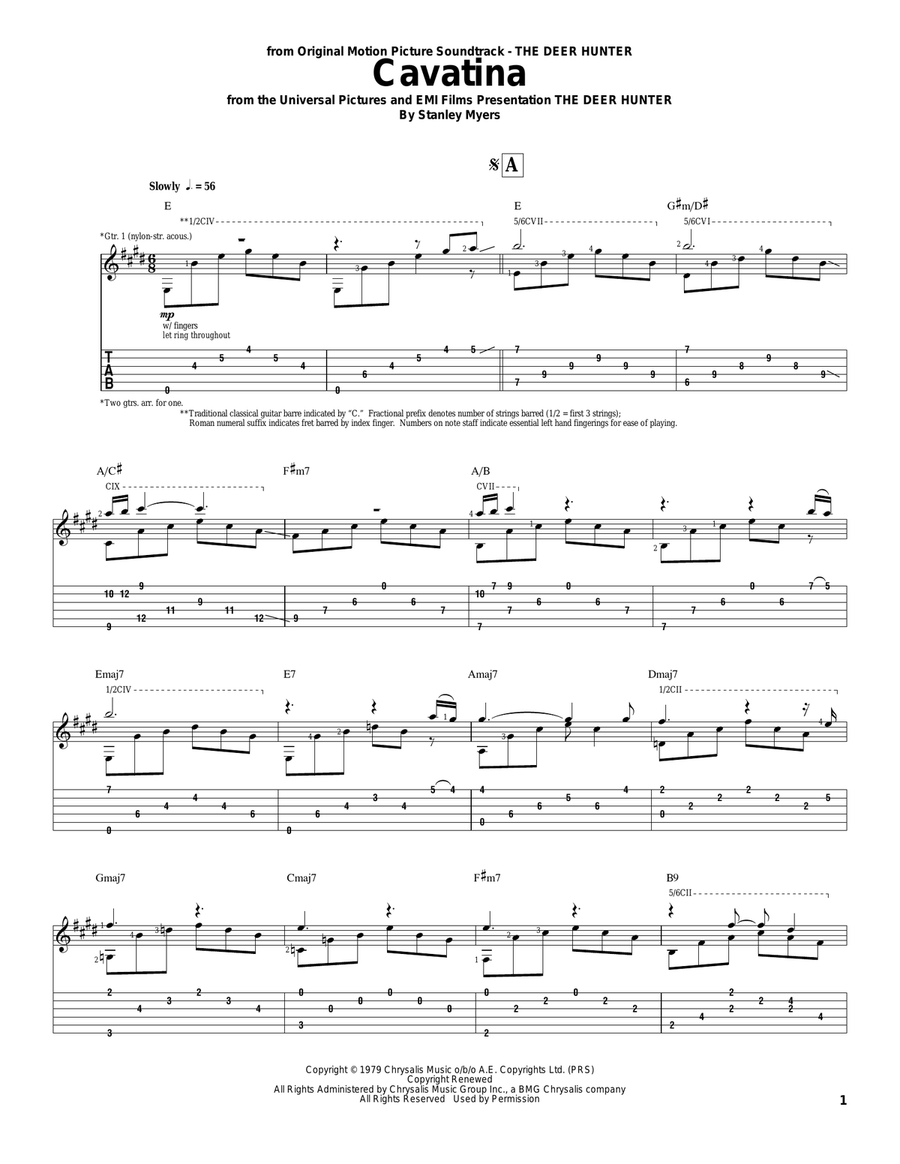 Cavatina (from The Deer Hunter) Acoustic Guitar scores gallery preview page 1