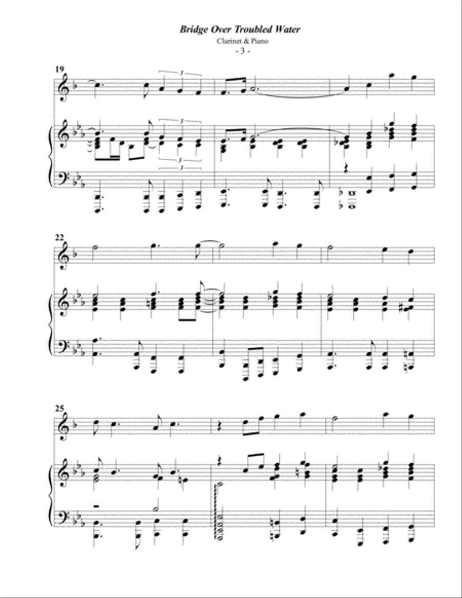 Bridge Over Troubled Water B-Flat Clarinet scores gallery preview page 3