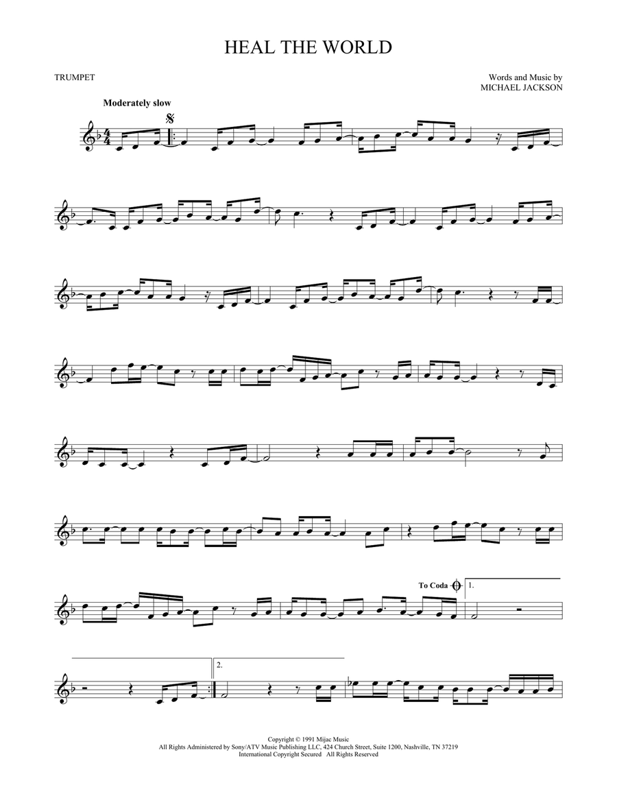 Heal The World Heal The World Trumpet Solo scores gallery preview page 1