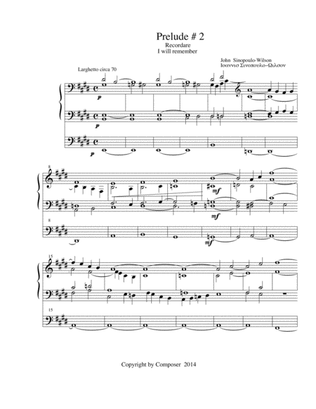 Prelude # 2 for Organ. Recordare ( I will remember)