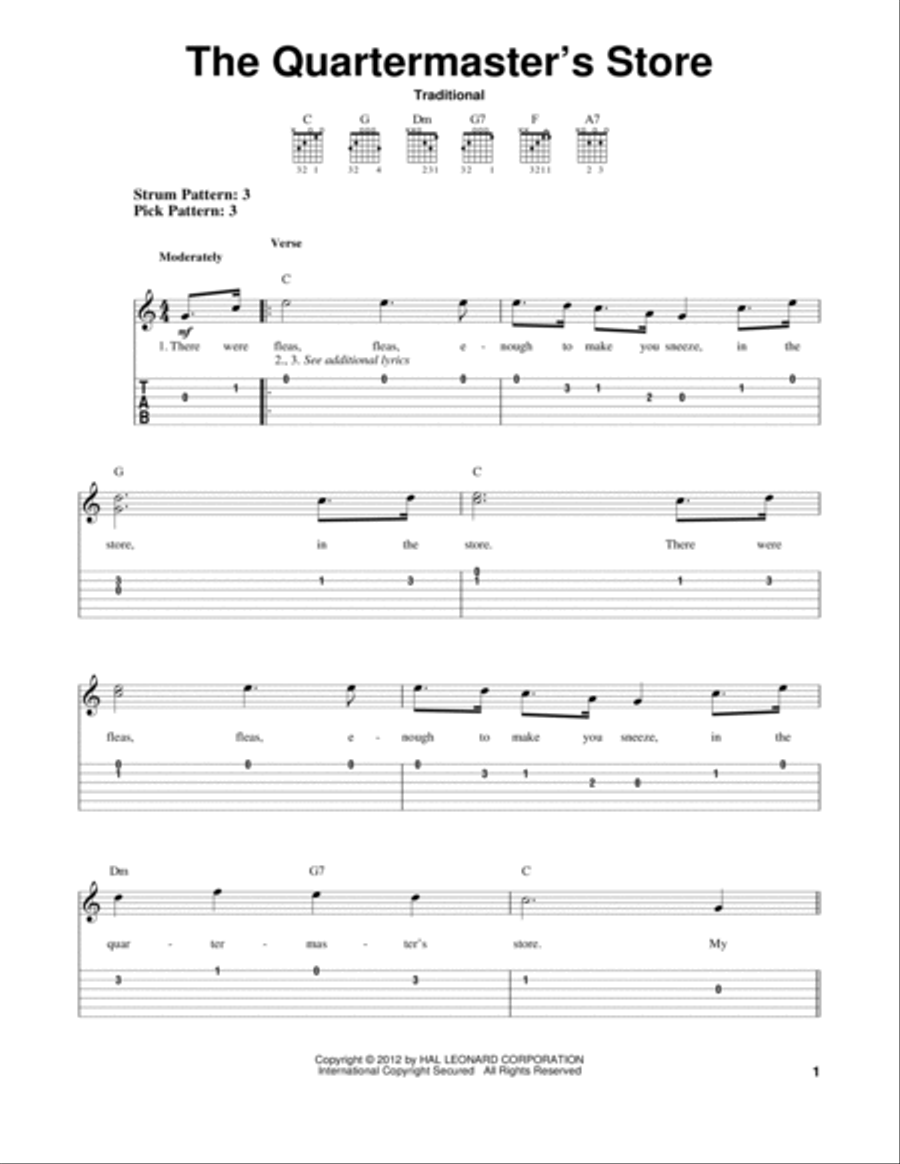 The Quartermaster's Store Guitar Tablature scores gallery preview page 1