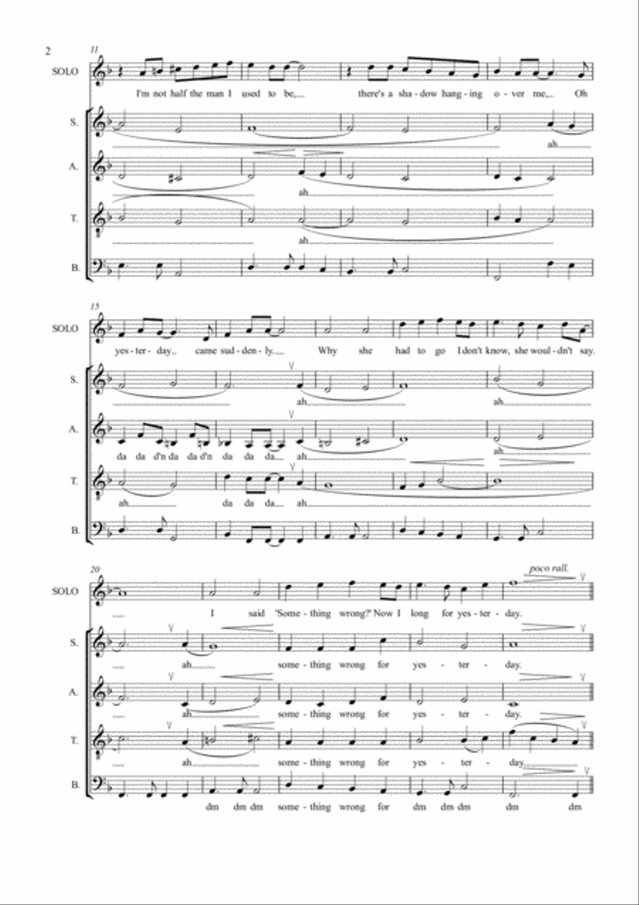 Yesterday Yesterday 4-Part scores gallery preview page 2
