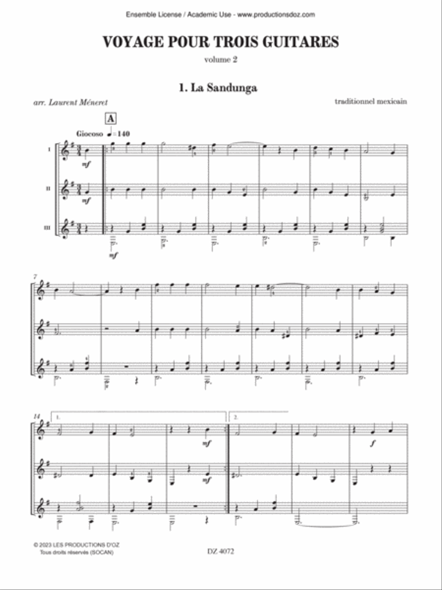 Voyage pour trois guitares, vol. 2 Guitar Ensemble scores gallery preview page 2