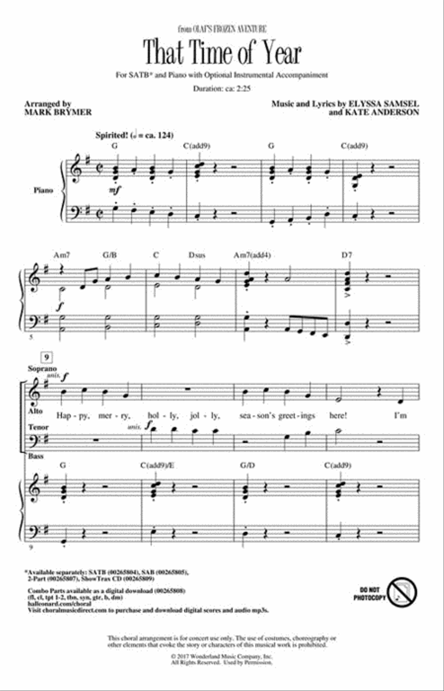 That Time of Year (from Olaf's Frozen Adventure) 4-Part scores gallery preview page 2