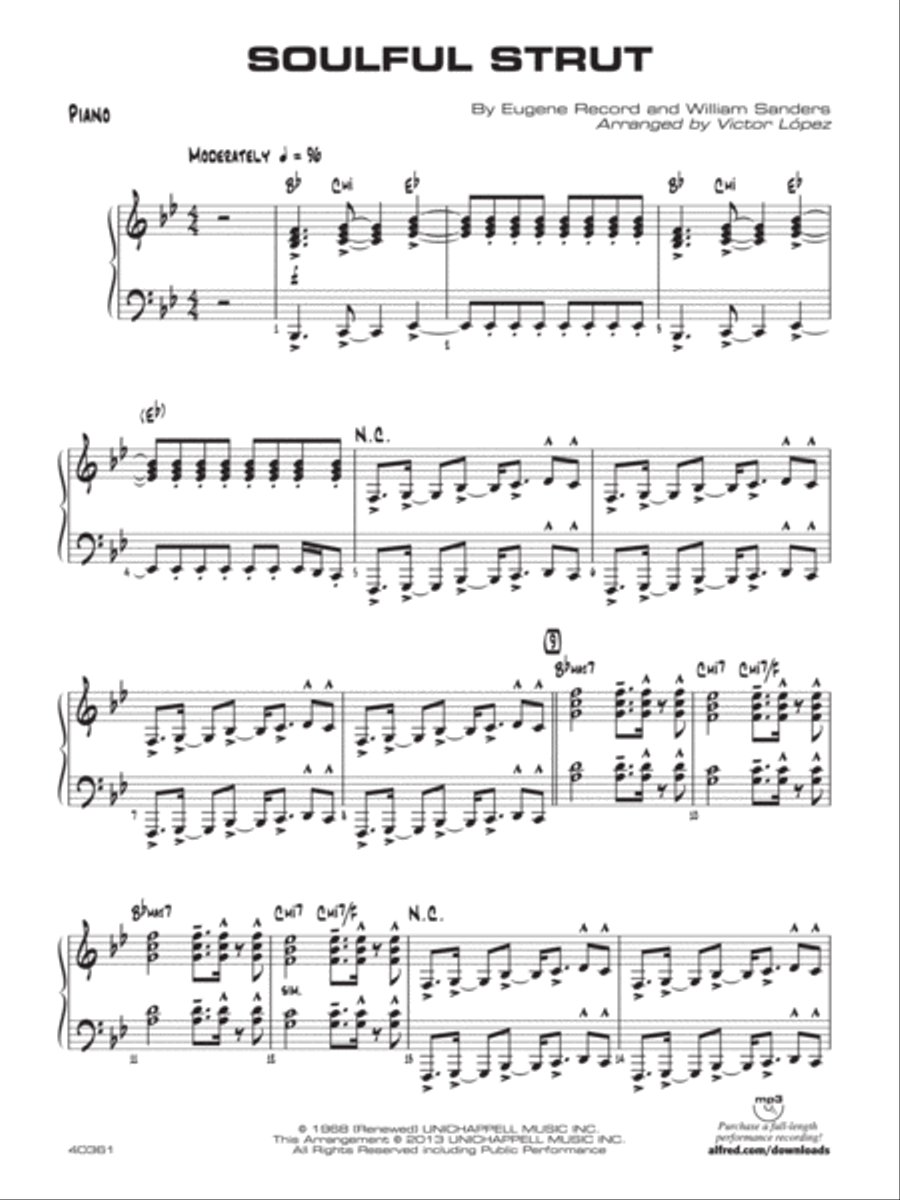Soulful Strut: Piano Accompaniment Jazz Ensemble scores gallery preview page 1