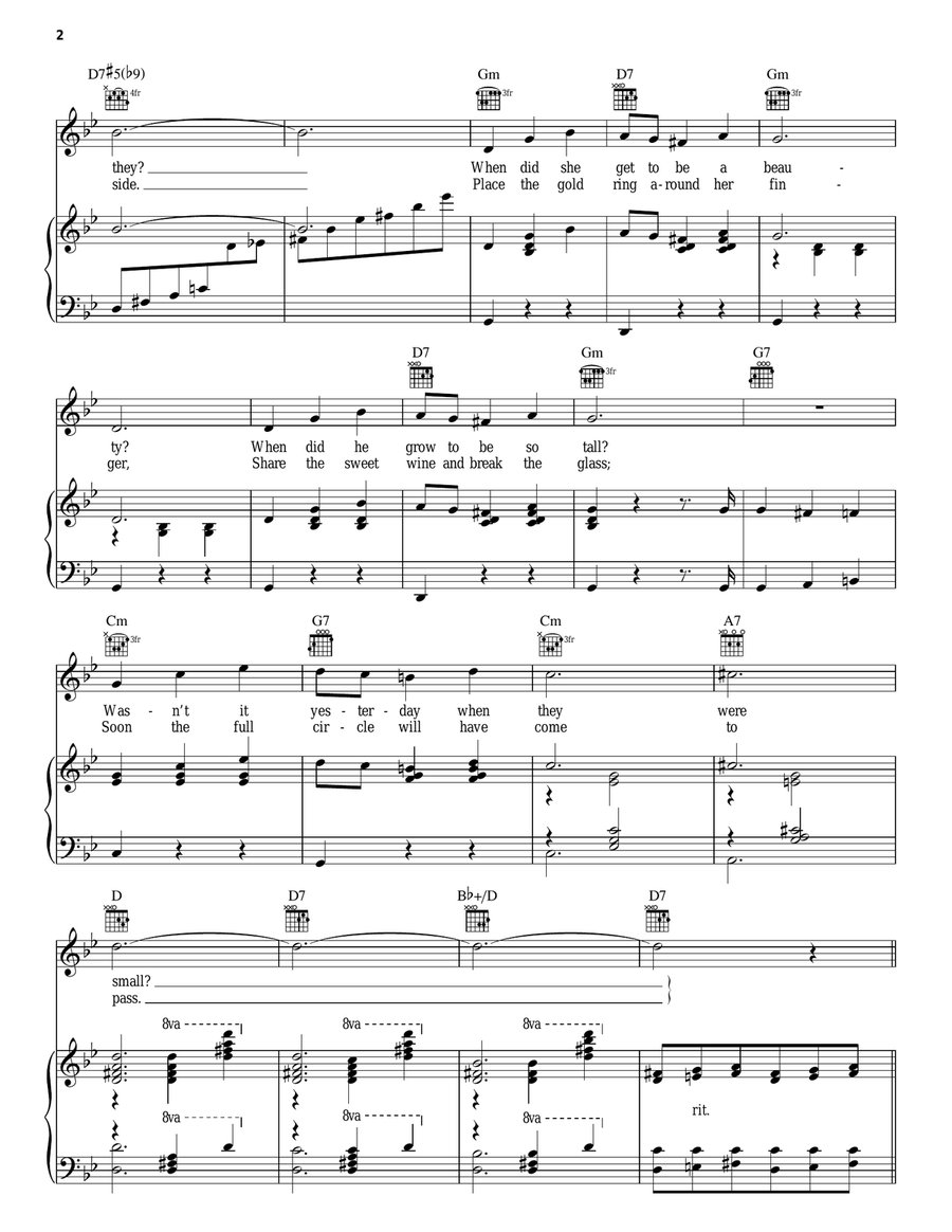 Sunrise, Sunset Piano, Vocal, Guitar scores gallery preview page 2