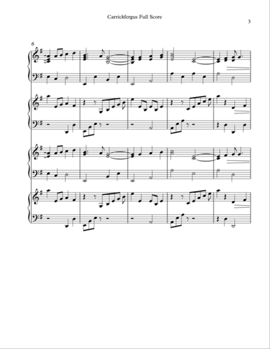 Carrickfergus - Conductor Score Pedal Harp scores gallery preview page 3
