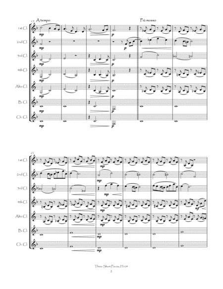 Three Short Pieces H104 for Clarinet Choir image number null