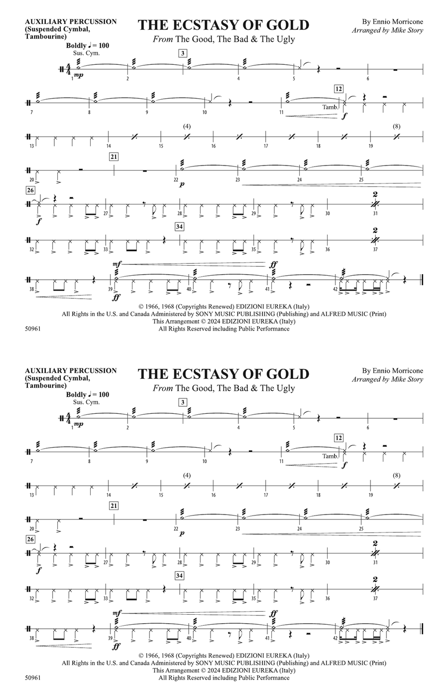 The Ecstasy of Gold: Auxiliary Percussion Percussion scores gallery preview page 1