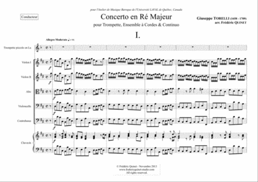 Concerto in D for trumpet, strings & continuo Chamber Orchestra scores gallery preview page 4