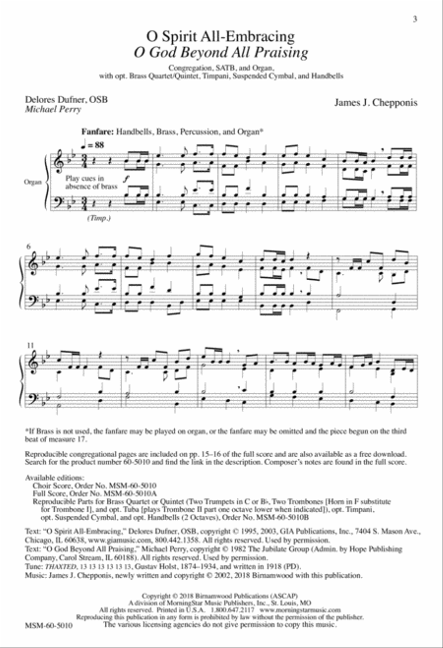 O Spirit All-Embracing: O God Beyond All Praising 4-Part scores gallery preview page 2