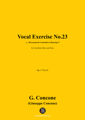 G. Concone-Vocal Exercise No.23,for Contralto(or Bass) and Piano